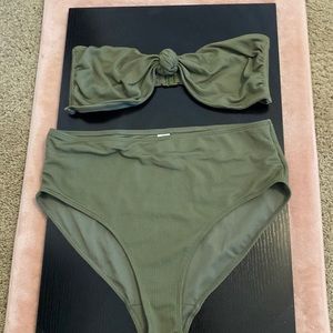 Olive green high waist swimsuit set